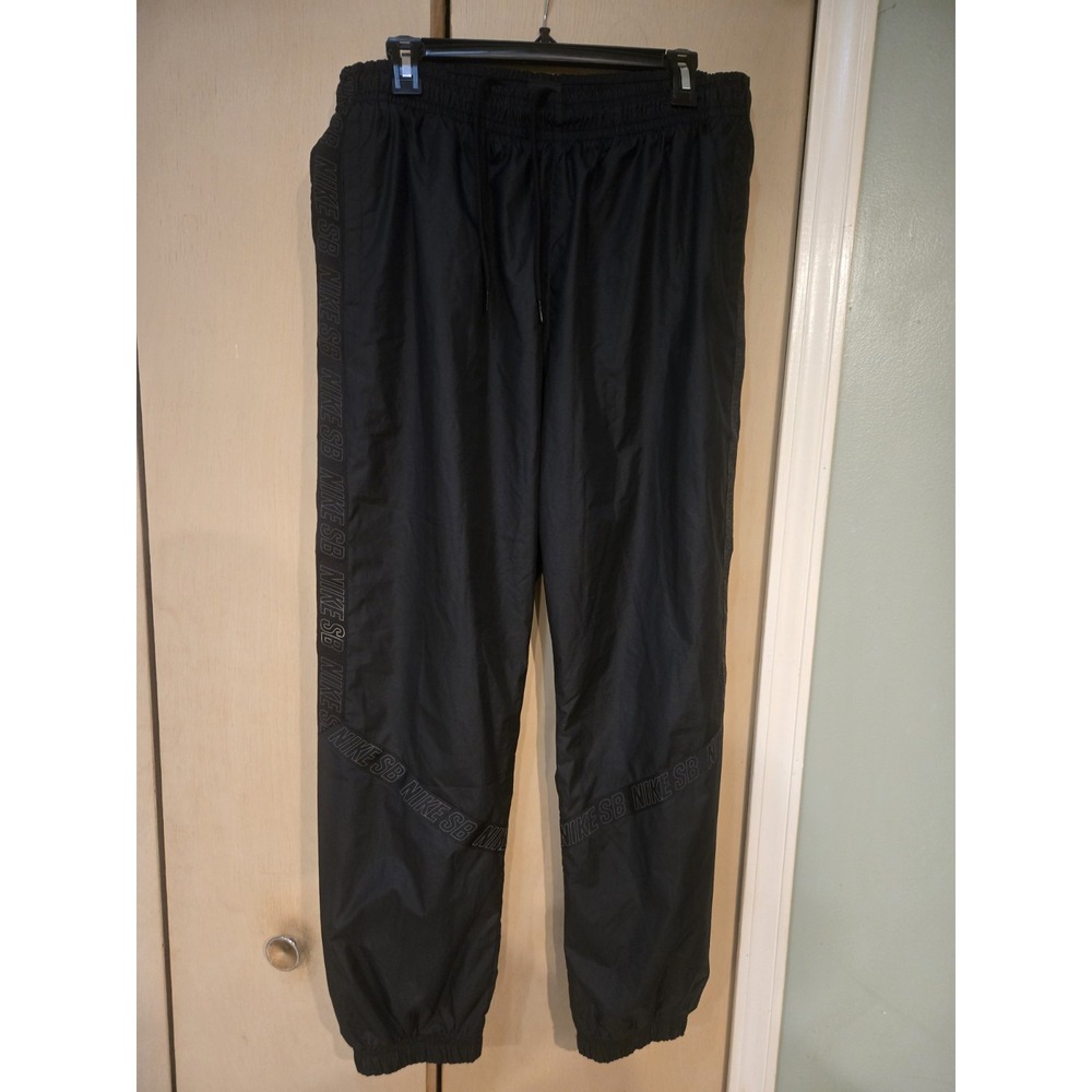 Nike SB Track Pants Men's Large Black Logo Tape Skateboarding Joggers